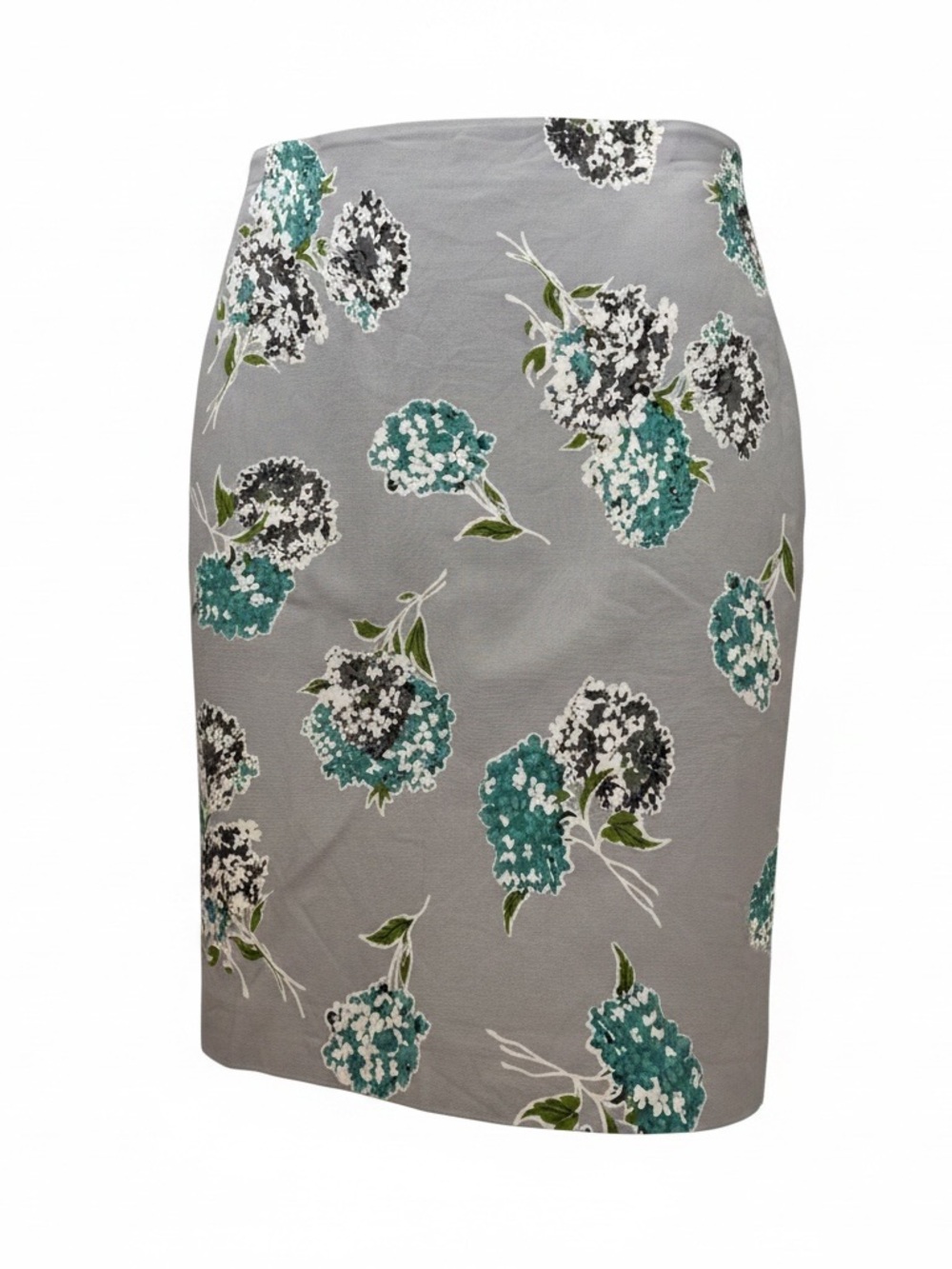 Ann Taylor Gray Pencil Skirt with Teal and Black Floral Print